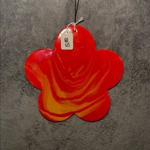 Acrylic pour on a wooded flower